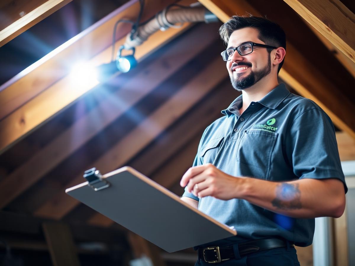Certified inspector evaluating a Florida attic